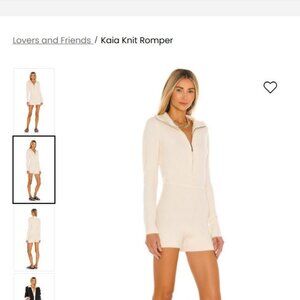 Revolve Kaia romper knit cream XS worn once zippered soft